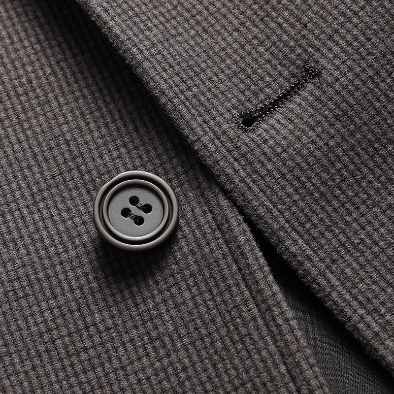 Men Coffee Timeless Suit Jacket Executive Style Blazers Gentlemen Slim Fittting Attire Knitted Garment Business Office