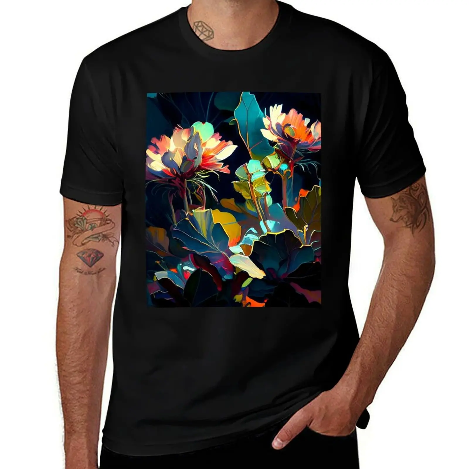 Abstract impressionist flowers #02 T-Shirt Utility Casual Work T-Shirt