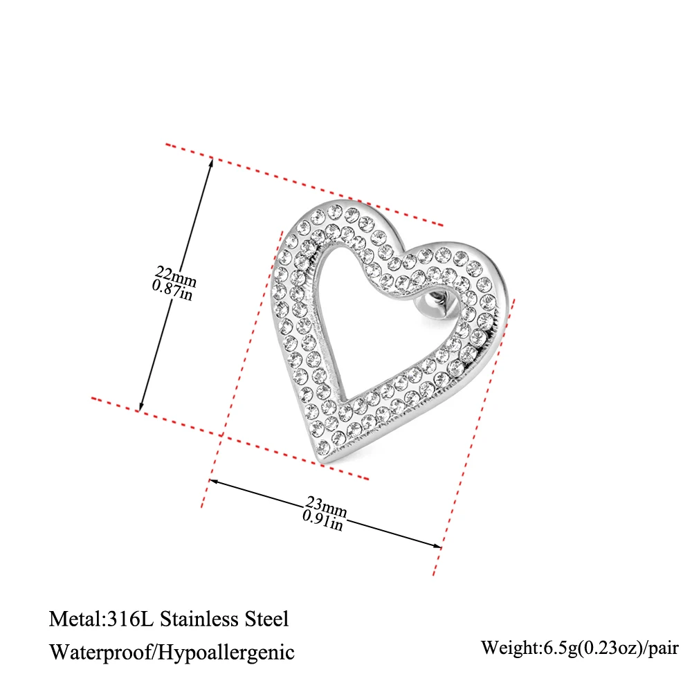 Lokaer Delicate Pave Setting Zircon Hollowed Out Heart Earrings Gold Plated Stainless Steel Romantic Jewelry For Women E26170