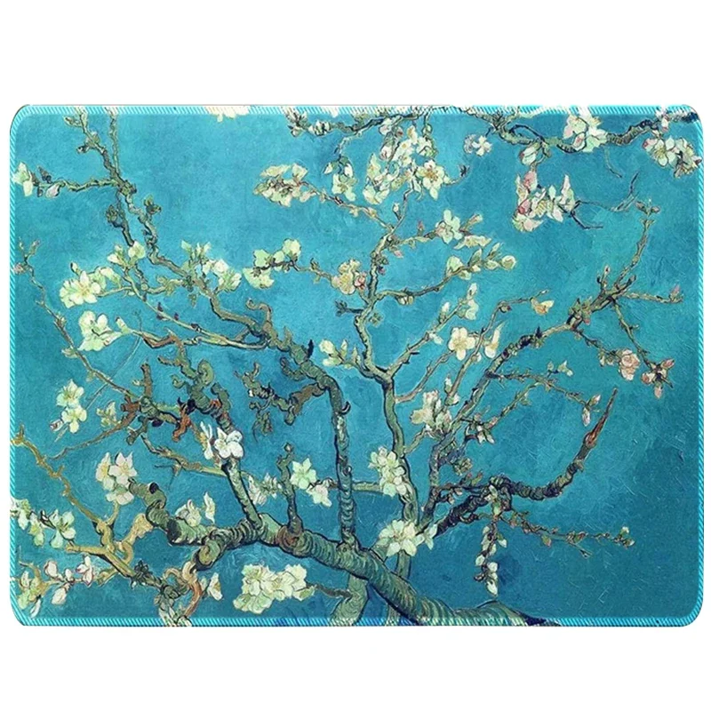Van Gogh Almond Blossom Mouse Pad Non-Slip Desk Table Mat Office Home Oil Painting Style Mouse Carpet Rubber Base Desktop Pad