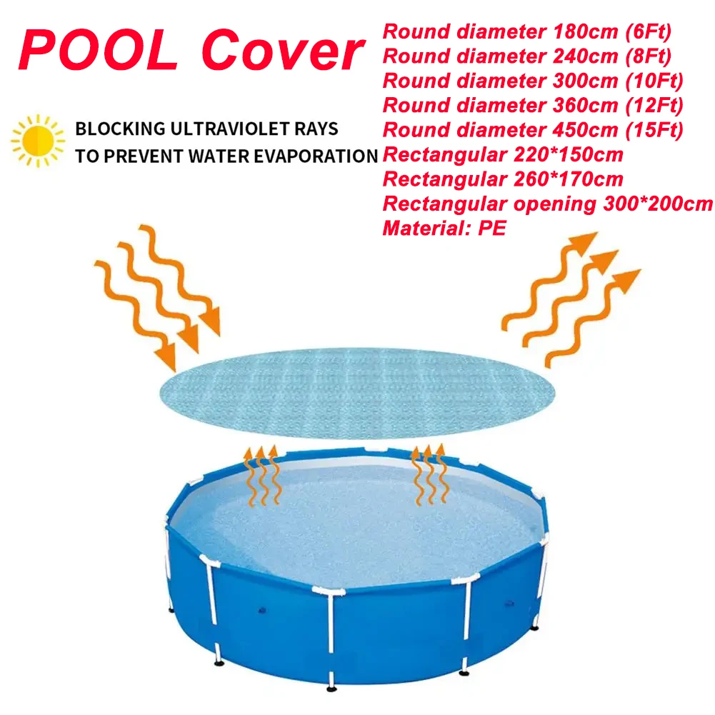 Sunblock UV Protection Cover, Square e Round Solar Tarpaulin, Bubble Isolation Film, à prova de poeira e Anti-UV Coque, Piscina
