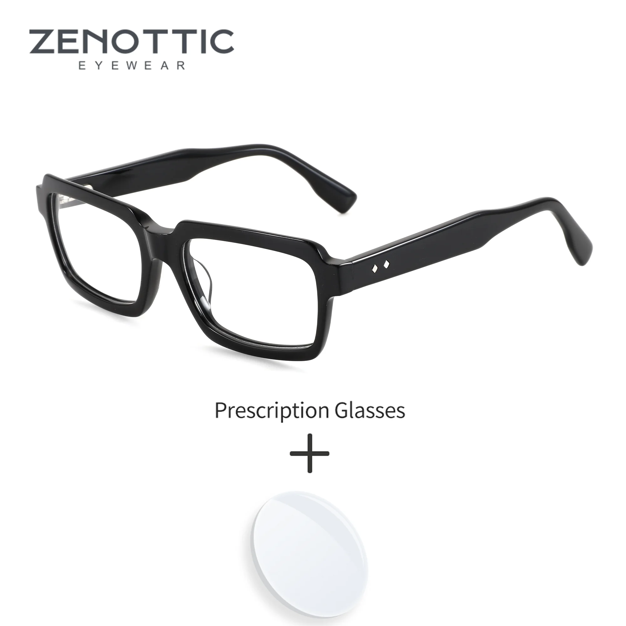 

ZENOTTIC M Size Rectangle Glasses Men Prescription Ready Acetate Frame With Photochromic Progressive Lens