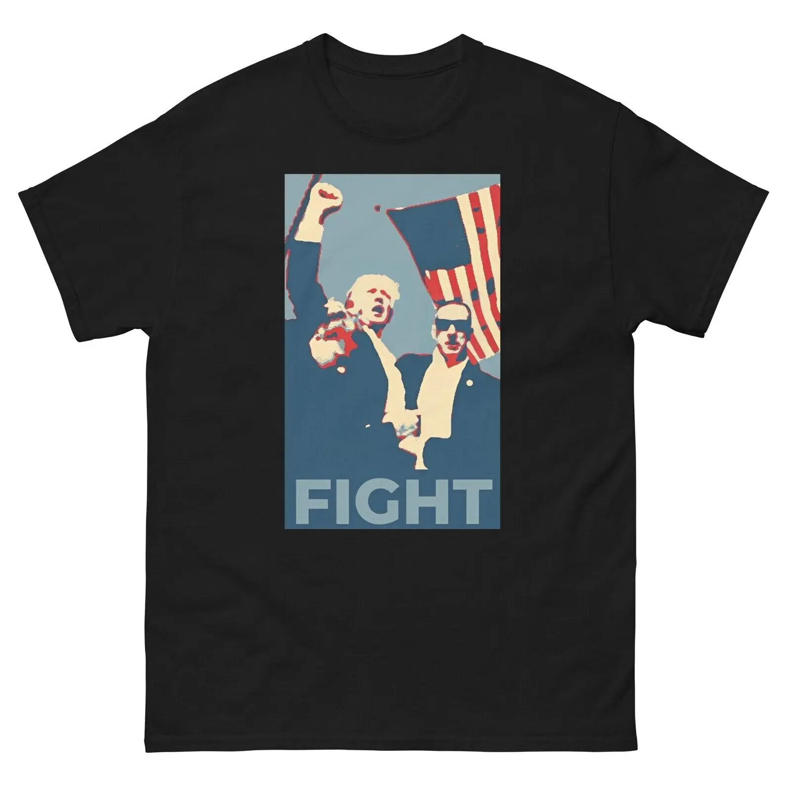 TRUMP 2024 SHOT FIGHT AMERICA BLACK GRAPHIC T SHIRT NEW ADULT PRESIDENT