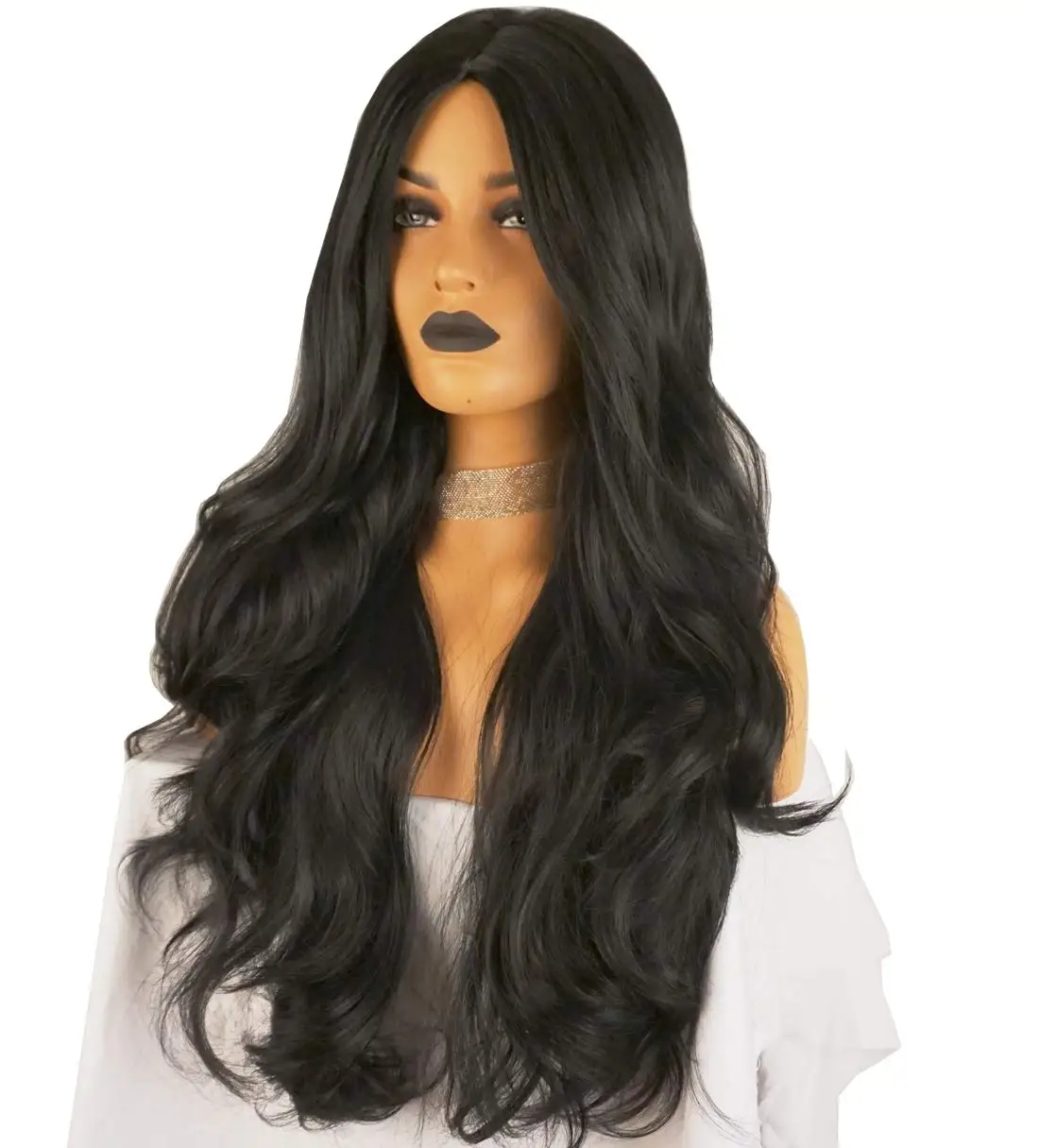 The Witch Yennefer of Vengerberg-Costume Long Noir Naturel pour Femme, Fibre Synthétique, Degré de Chaleur, Partie Latérale