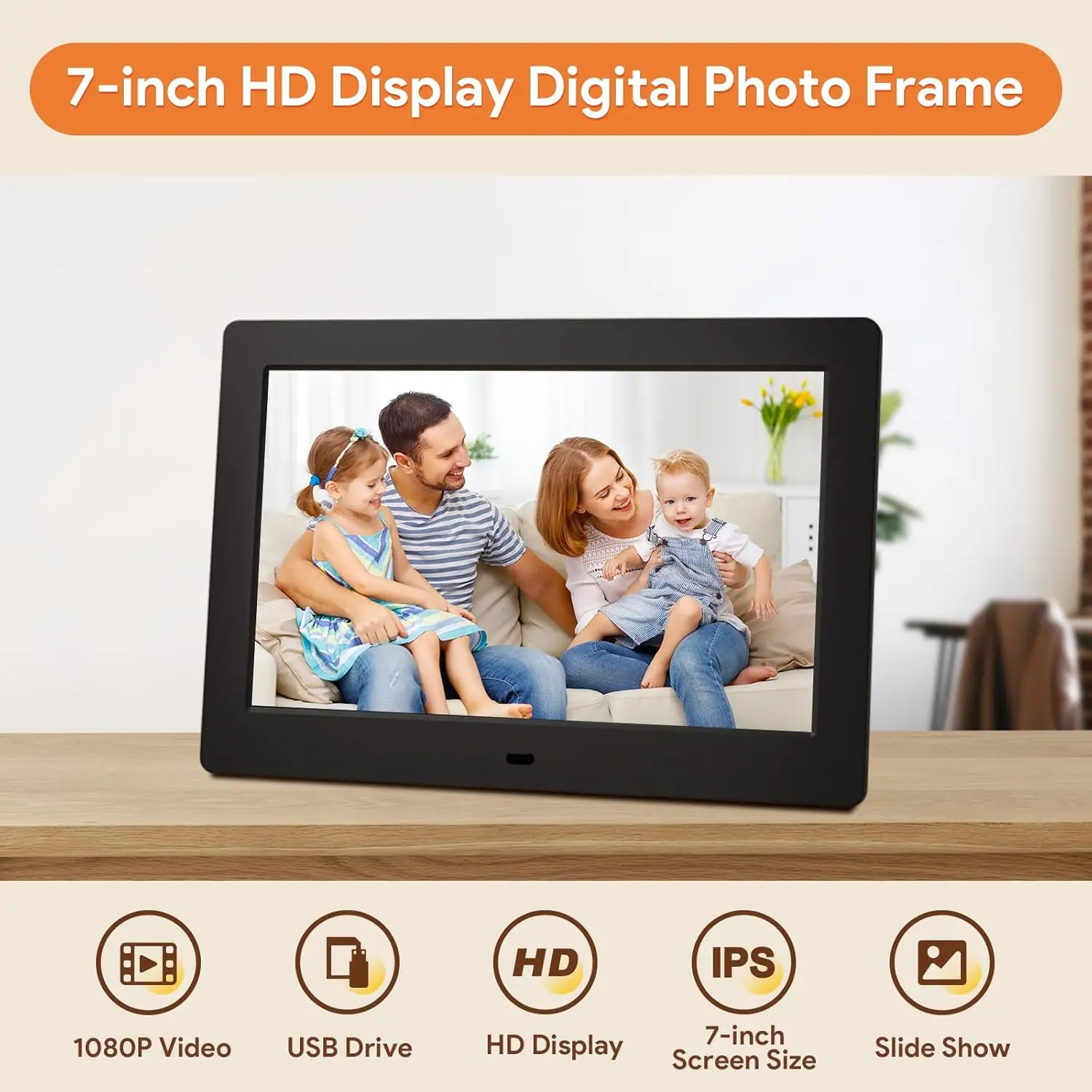 Dropshipping Black Color Frame 7inch Electronic Photo Frame Support Advertising Playing In Loop USB SD DC Plug In Photo Display