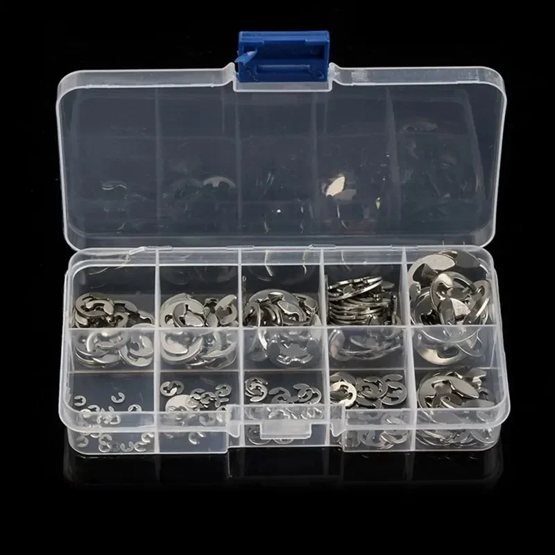 120/240pcs Stainless Steel E-clips Ring Snap Retaining Circlip Kit 1.5-10mm E Type Clip Washers Assortment