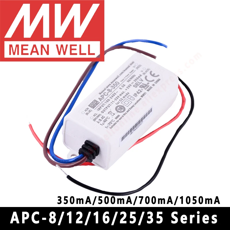 Mean Well APC-8/12/16/25/35-250/350/500/700/1050mA Meanwell illuminazione a LED per interni SMPS LED alimentatore a commutazione a corrente costante