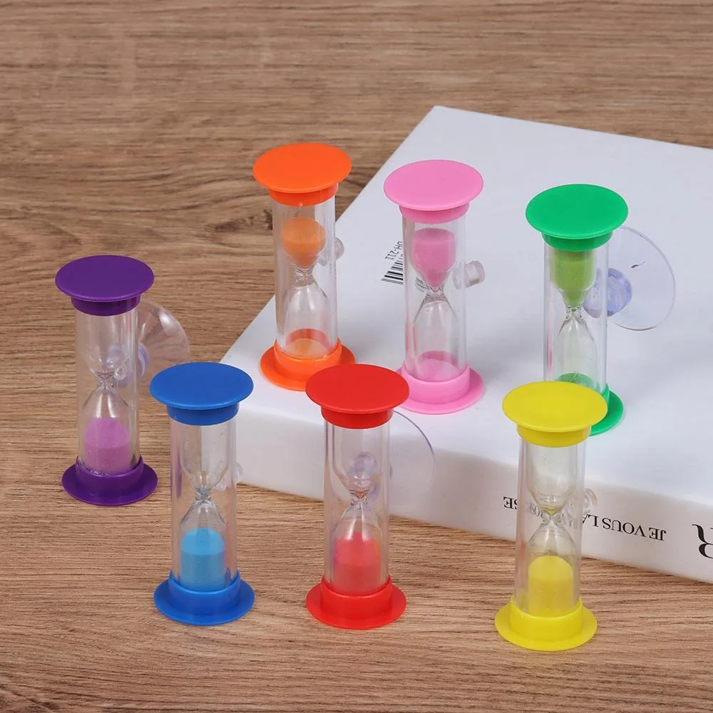 2/3 Minutes Hourglass Sand Clock Suction Cup Mount Multicolor Sand Timer Portable Size Funnel Shape Mini Hourglass Wash Up
