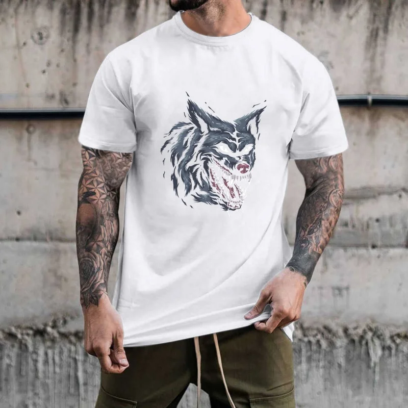 Wild Wolf Head Heat - Transfer White Ink Iron - on Patch, Trendy & Personalized Print, Suitable for T - Shirts/Canvas Bags,