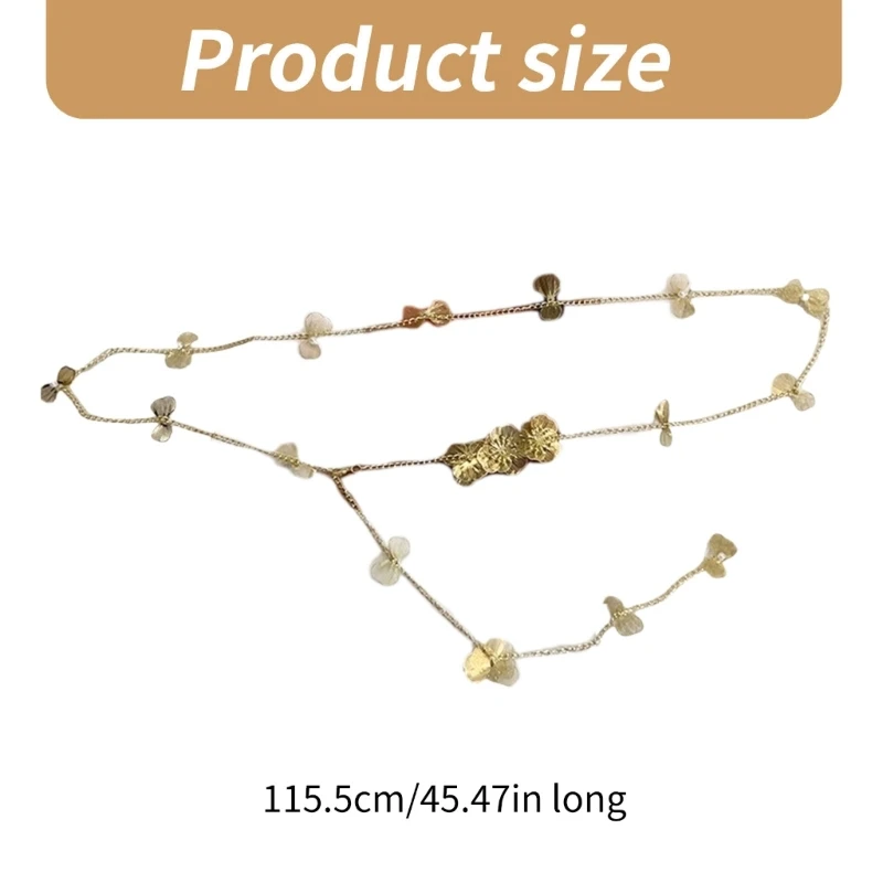 Chinese Flower Waist Chain Lustrous Belly Chain Belt for Female Fashion Dress Waist Chain Women Formal Chain Belt