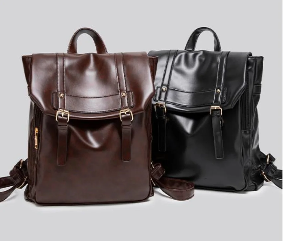 Korean New Men Women's Preppy Style Soft Leather Backpacks Fashion Vintage High Capacity Travel Shoulder Bags Laptop School Bag
