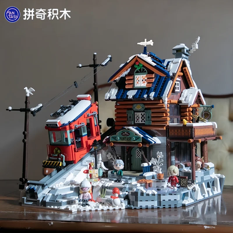 

Pantasy Mountaintop, сборка отеля, строительный блок, Kawaii, вид на улицу, строительная игрушка, модель, украшение для рабочего стола, детский праздничный подарок