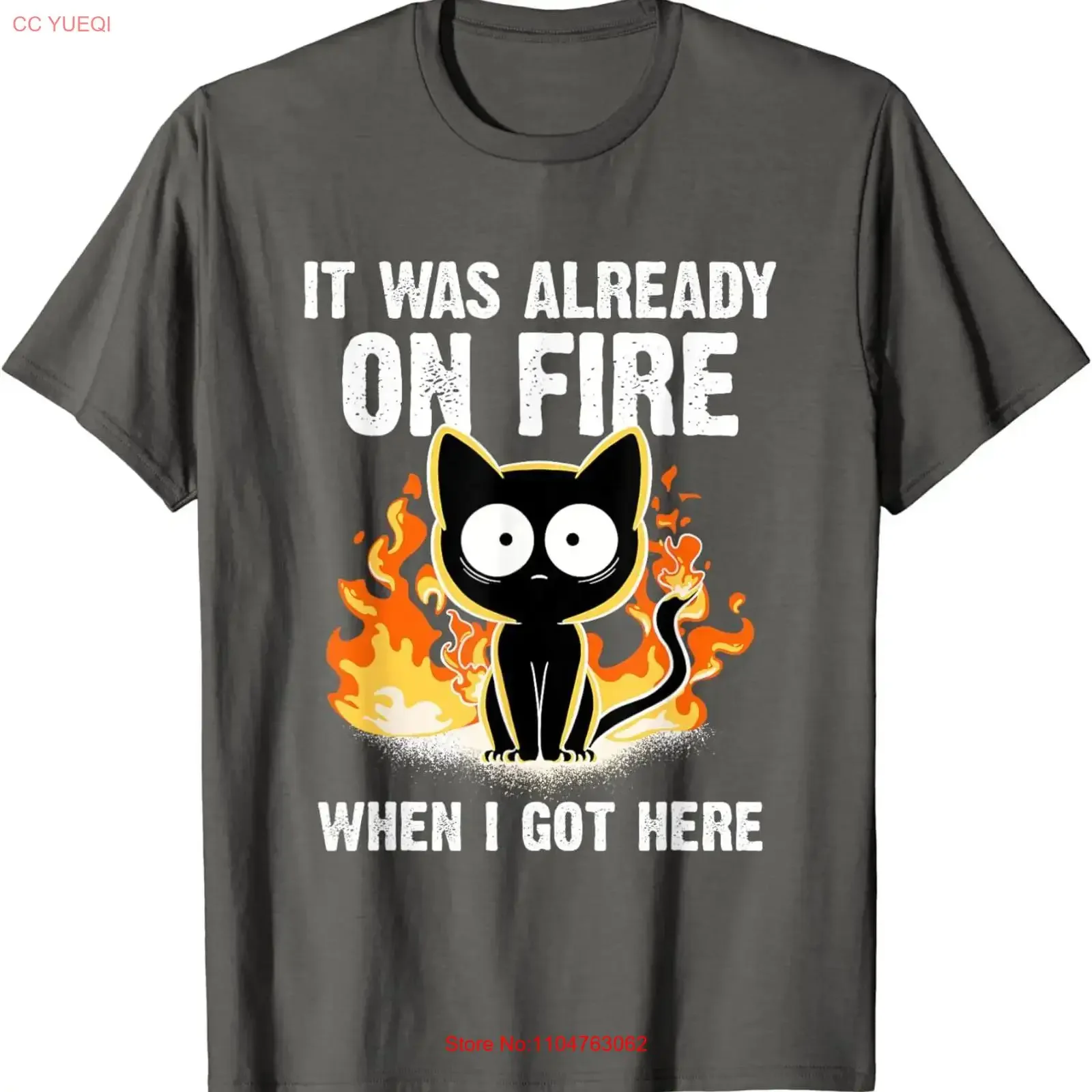 It Was Already On Fire When I Got Here Cat Funny T Shirt vintage Washed graphic Comfortable homme Slightly Breathable Versatile