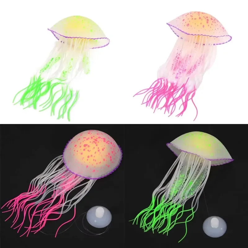 Artificial Jellyfish Aquarium Decoration Luminous Swimming Effect Fish Tank Accessories Underwater Glowing Landscape Ornament