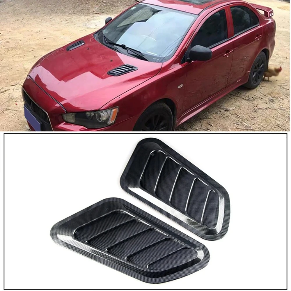Universal de fibra de carbono para capó de coche, entrada de aire, ventilación de flujo rápido, embellecedor decorativo, estilo, 2 uds., decoración Exterior