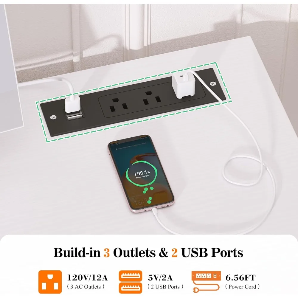 Penteadeira com espelho e luz, penteadeira de 36 polegadas com tomada de energia, penteadeira pequena com D