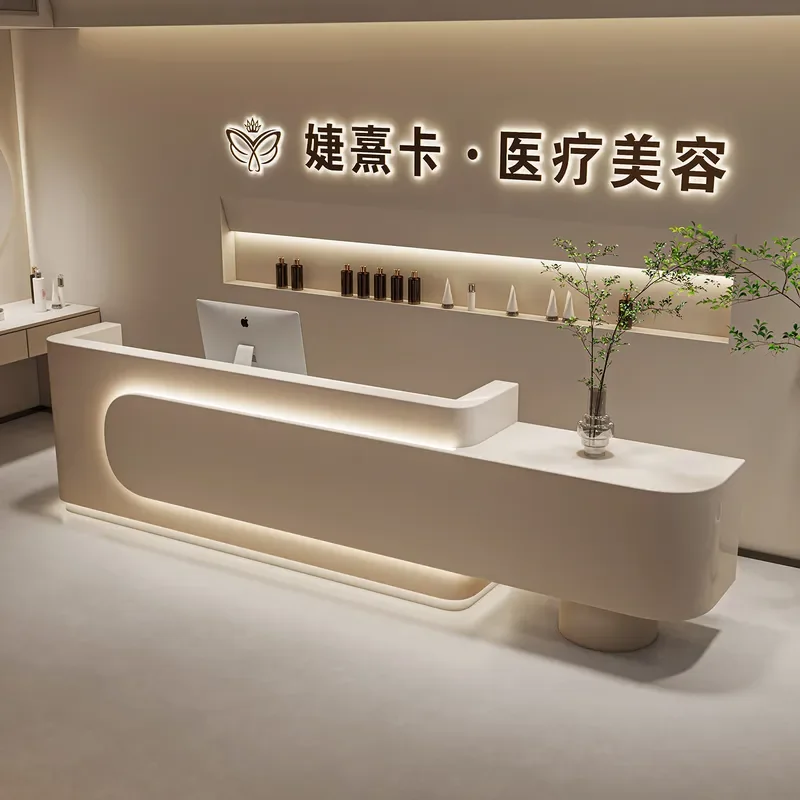 Simple Modern Reception Desk for Beauty Salon Dental Clinic Medical Spa Bar Training Center Clothing Store Checkout Counter