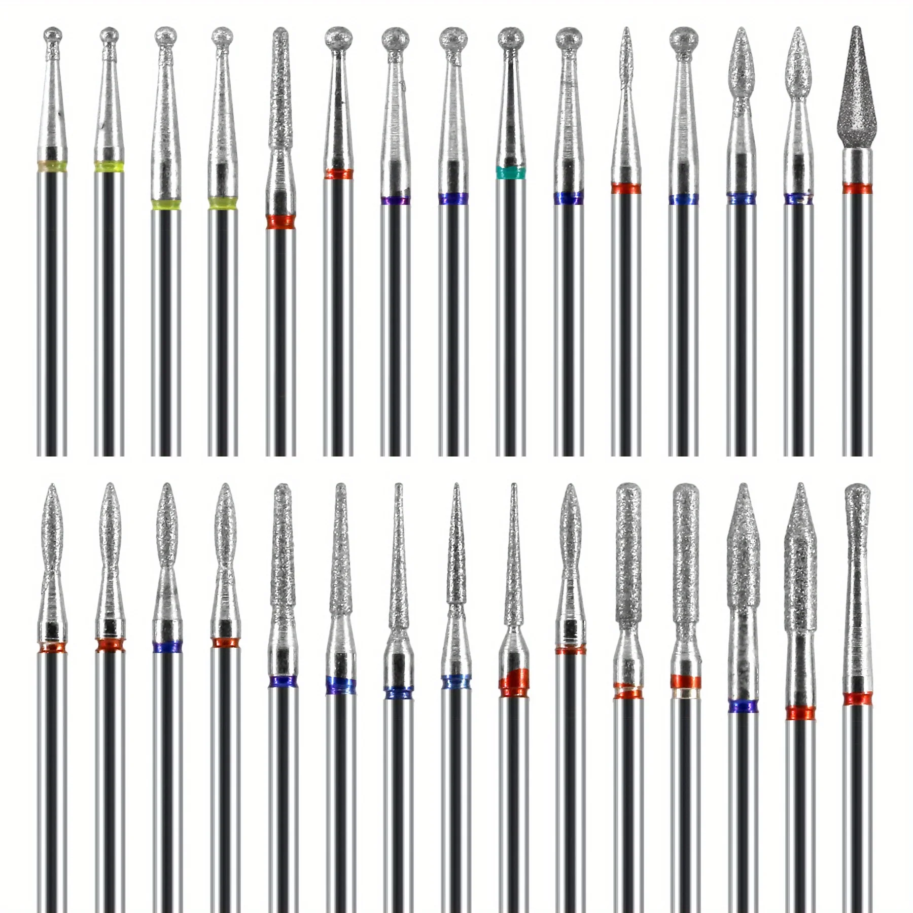 Professional Safety Diamond Nail Drill Bit Set, 3/32 inch Carbide Cuticle Bits for Electric Manicure and Pedicure, 30 Pieces