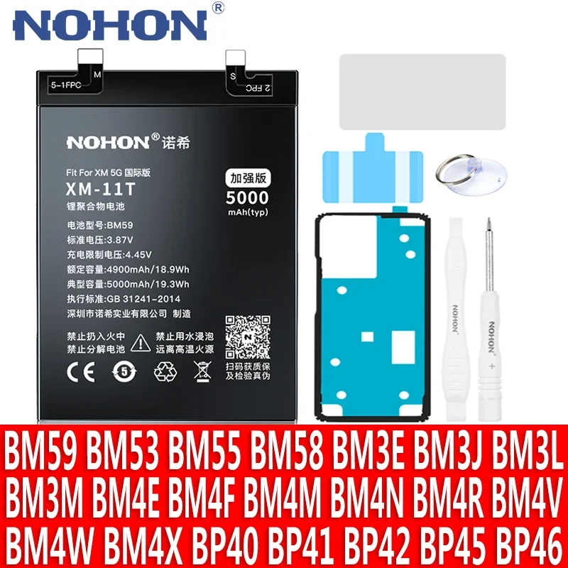 NOHON BM59 BM4E BM4F BM4W Battery For Xiaomi Mi 11T 8 Lite 9 SE 9T Pro 10T 10 Ultra 11 12 10S 12S 12X Mix 4 A3 POCO F1 Batteries