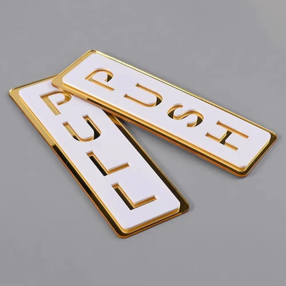 2Pcs Creative Push&Pull Window Door Sticker Acrylic Double Layer Sliding Door Logo 3D Easy Clean Push Pull Door Sign