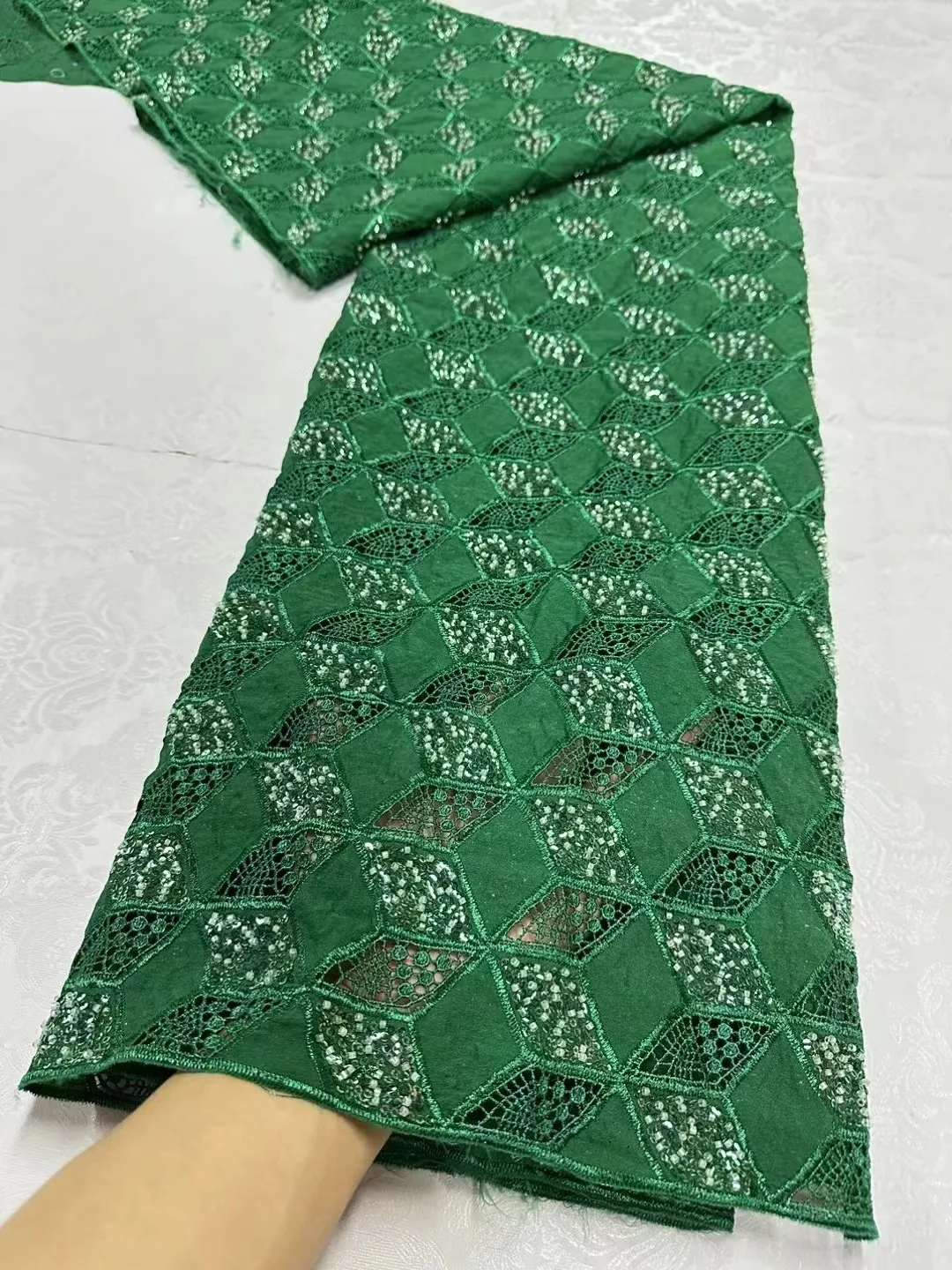 

Green French Chiffon Lace Fabric 2024 High Quality 5 Yards Nigerian African Lace Fabric For Party Dress Sewing