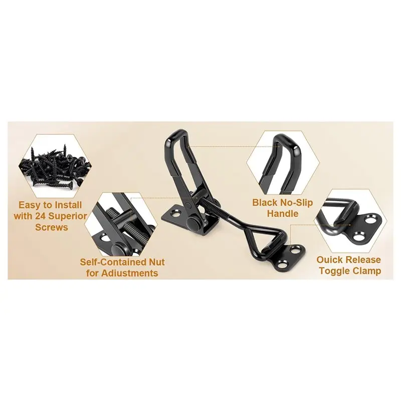 AT29-Adjustable Toggle Lock Clamp, Quick Release Mechanism 4001-330Lbs 5-Pack For BBQ Grill, Tool Box, Trunk