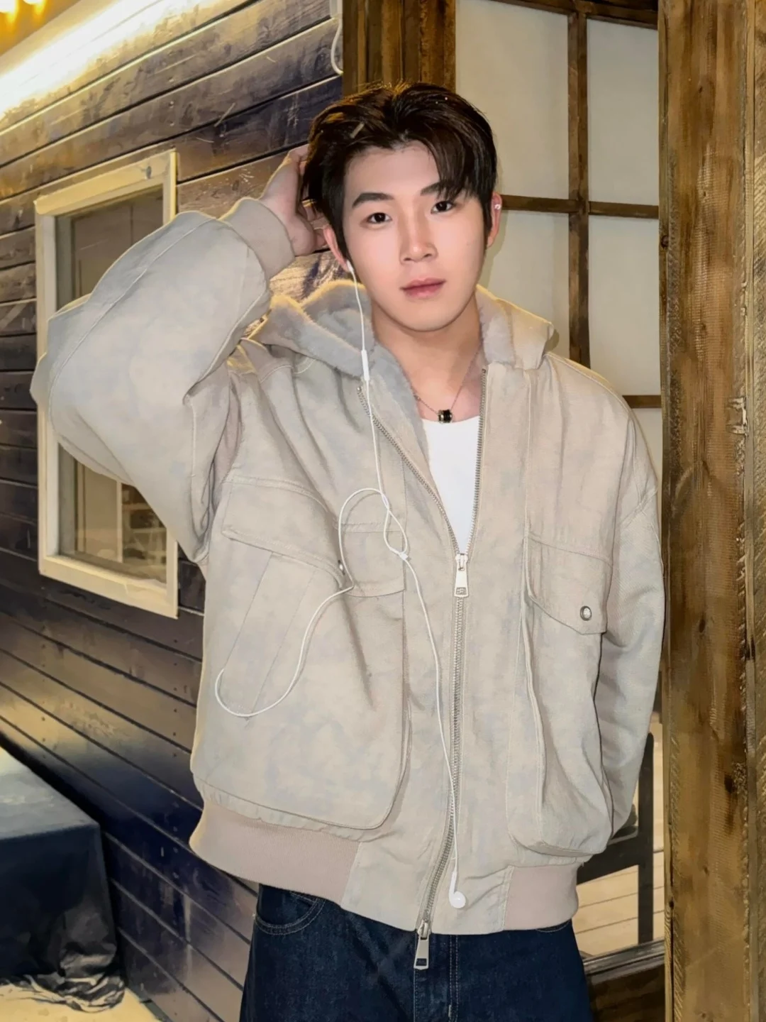 

Cleanfit Mountain Eagle Jaet Cotton Coat Men's Winter Thiened American Retro Marble Hooded ort Sle Warm Zipper