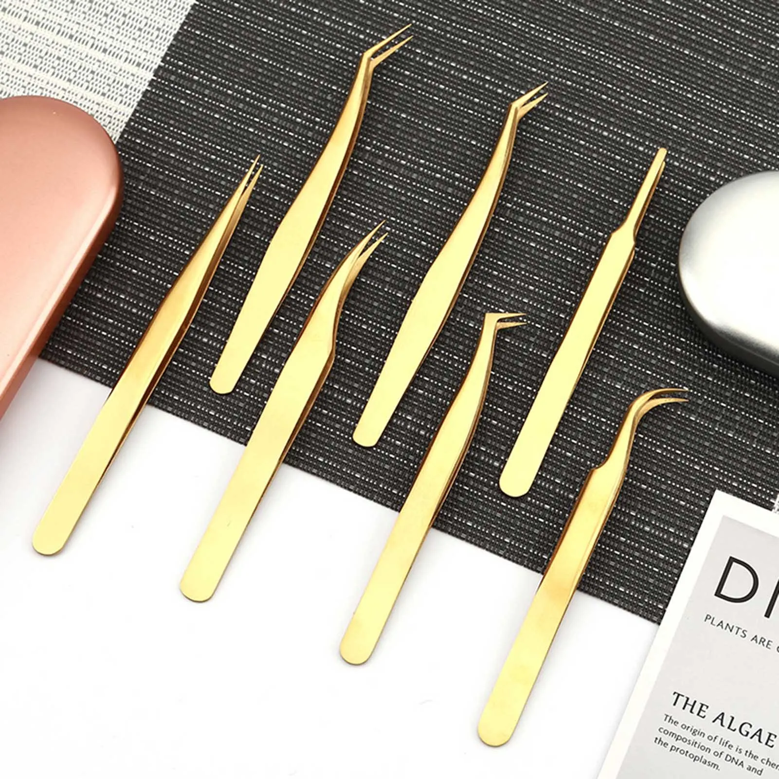 Pinça profissional para cílios, conjunto de ponta de fibra de titânio de alta qualidade, extensão de cílios postiços, maquiagem, ferramentas para cílios diy