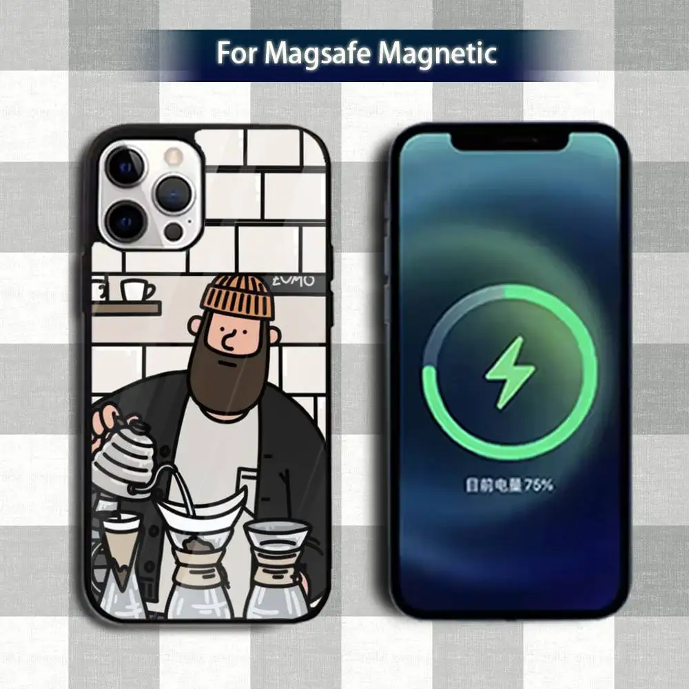 面白い漫画 U-Uncle スマホケース iPhone 13、12、15、17、11、16、14、Pro、Max、Plus、Mini、Magsafe、マグネット式ワイヤレス充電対応