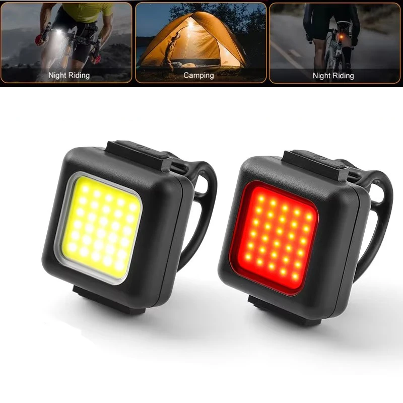 Rechargeable Bike Lights Front and Rear COB Mini Bicycle Lamp Light Set USB Recharged Bicycle Headlight MTB Tail Lights Lantern