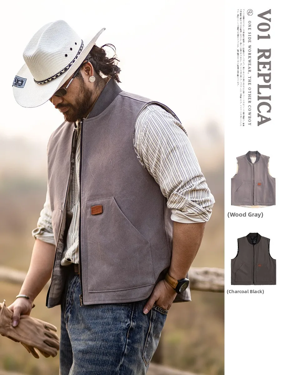 

Warmth Double-Sided American Style Workwear Zipper Vest Men's Spring New Style Versatile Fleece Vest Youthful Energy Style