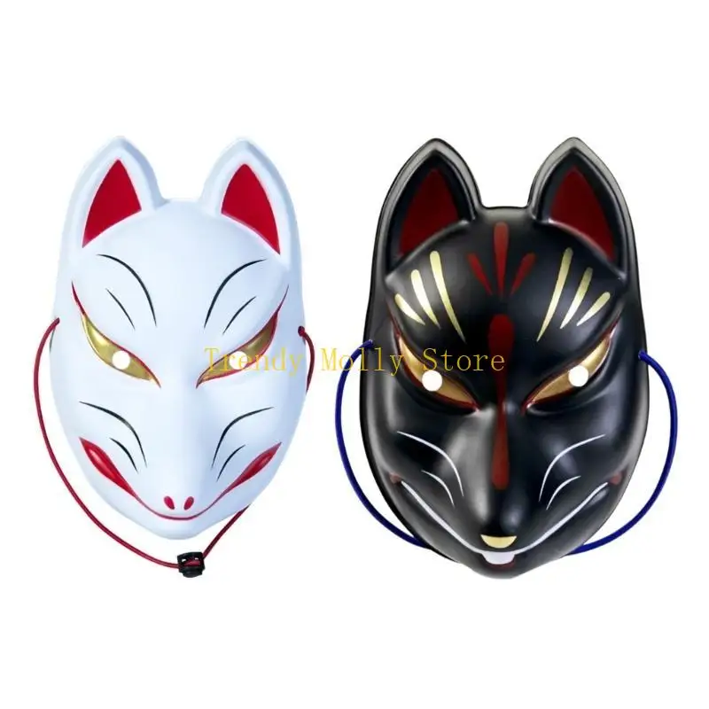 N5KB Foxes Mask Halloween Mask Full Face Mask Japanese Anime Cosplays Mask for Party