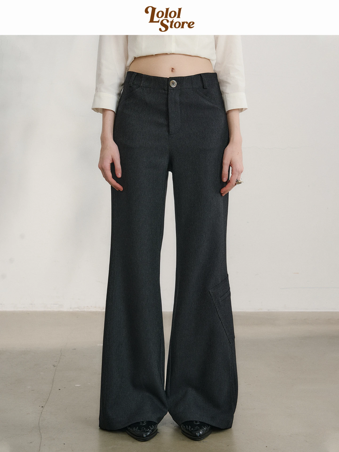 

Loose Casual Wide Leg Suit Pants Women's Brown Hand Roll High Waist Straight Cut Vintage Sle Cotton Trousers for Ladies