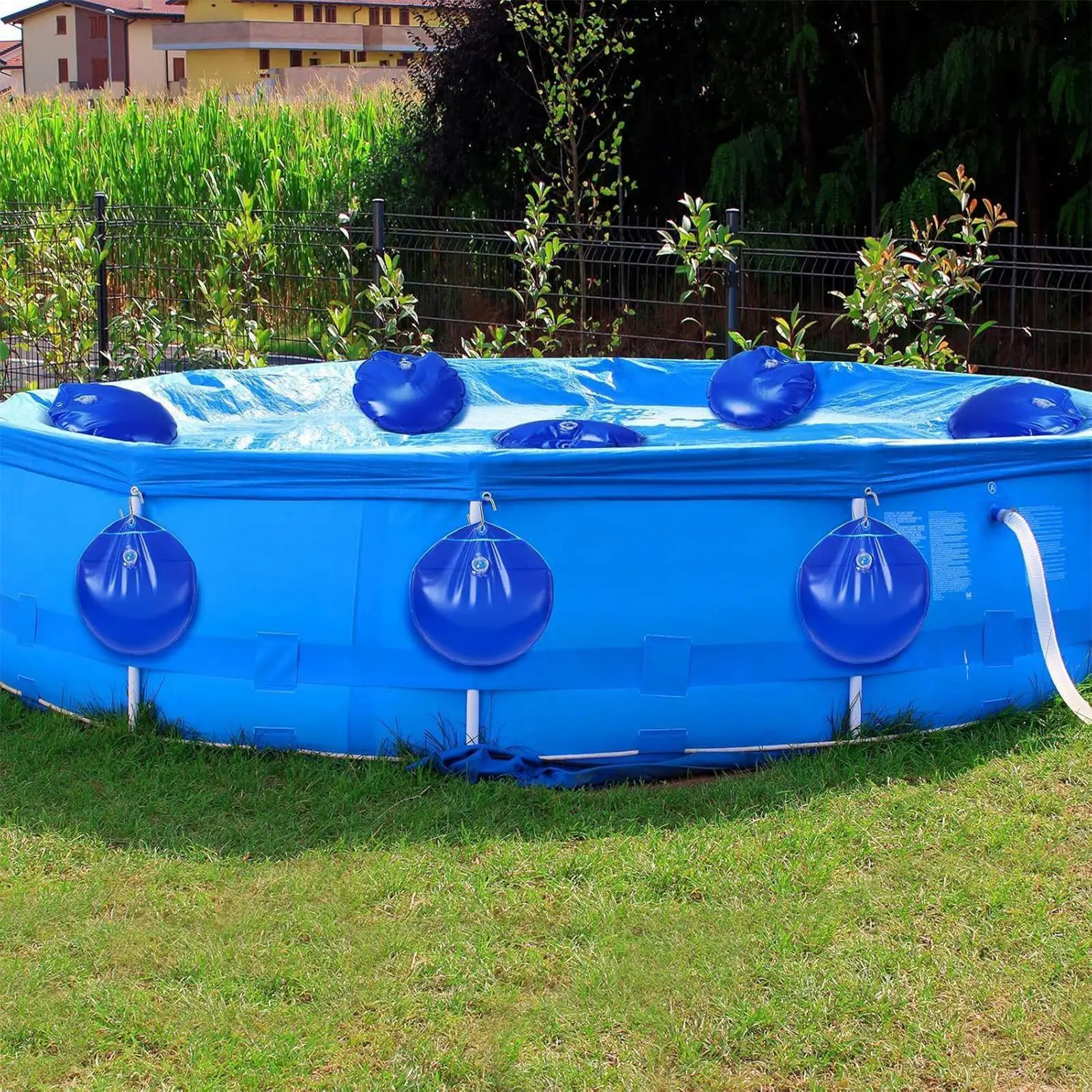 Pool Cover Weights 10 Pieces Pool Hangable Water Bags with Buckle Swimming Tub Weights for Poolside Backyard Garden Winter
