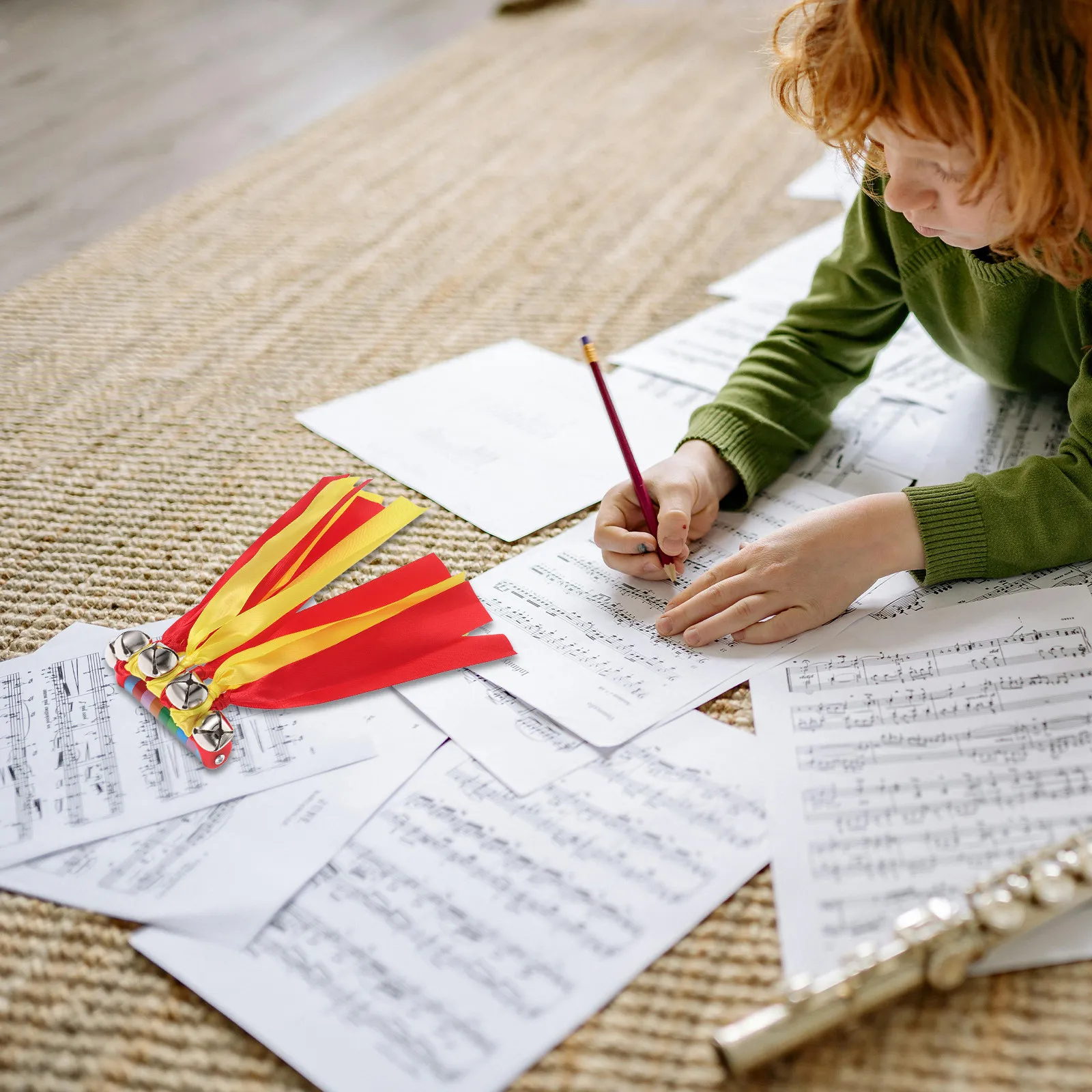 1 Para dzwoneczków z kolorowymi wstążkami dla dzieci, wytrzymałe plastikowe uchwyty, bezpieczny pasek, wielokrotnego użytku, rekwizyty do tańca, gimnastyki i występów.
