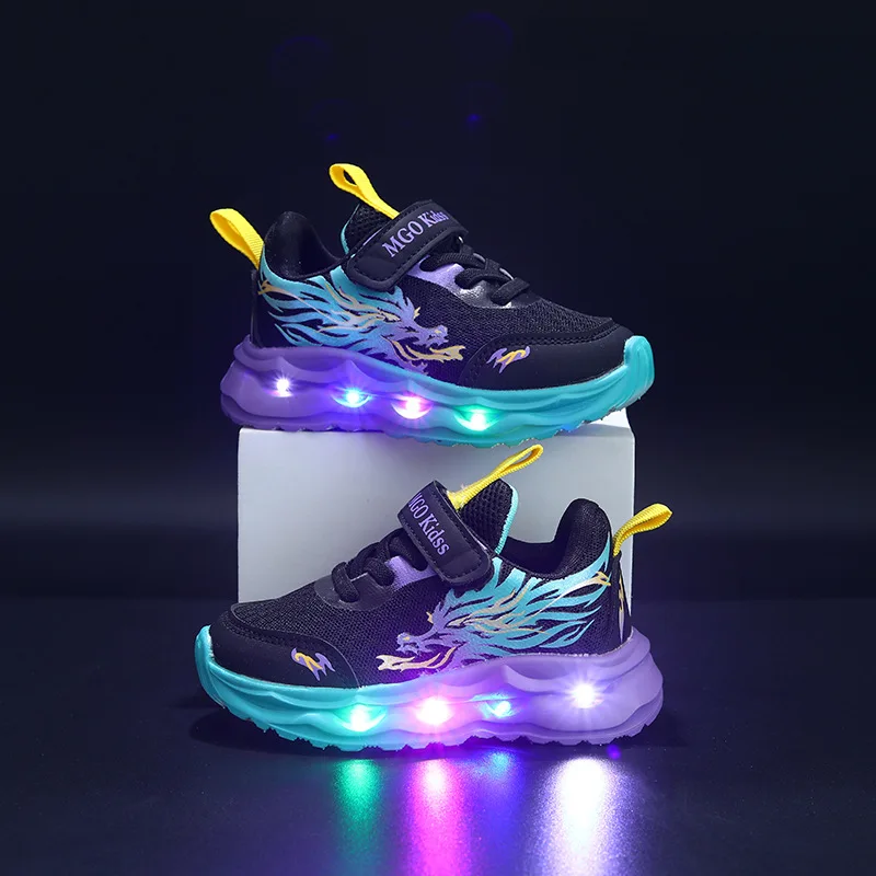 

Детские светящиеся повседневные кроссовки 2026 года, новая модная спортивная обувь со светодиодами для мальчиков 1-6 лет