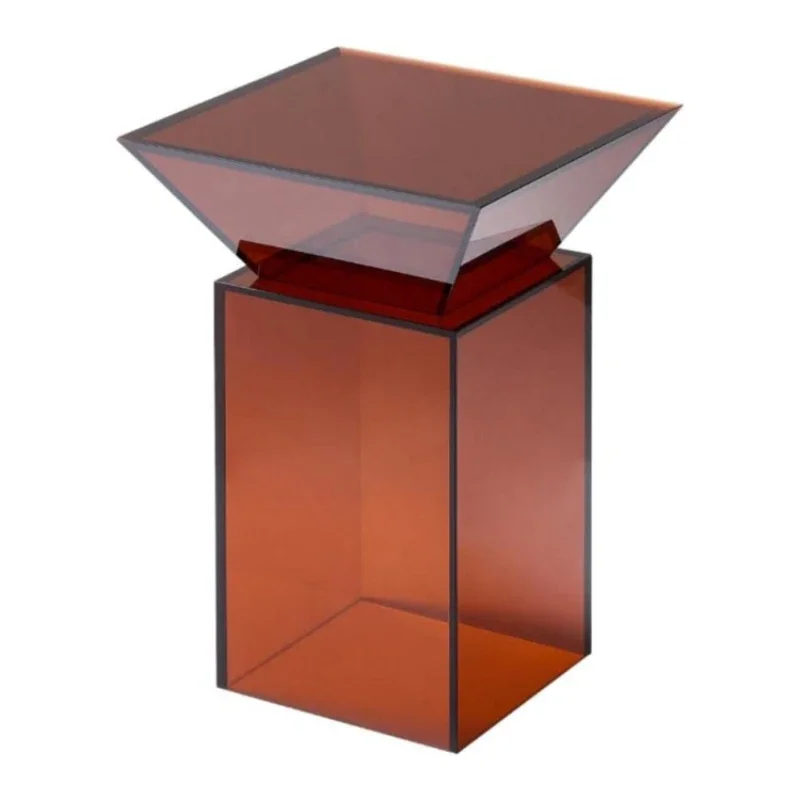 Dark Amber Color Acrylic Decorative End Table Drawer Home Display Custom Acrylic Side Table For Home Office Bedroom Livingroom