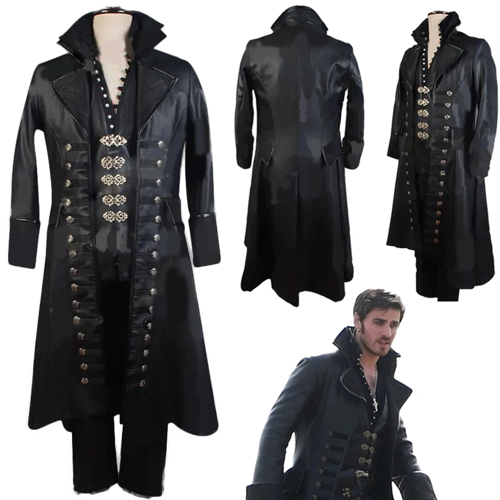 

Men Captain Hook Cosplay Fantasy TV Once Upon Costume Disguise Adult Men Cosplay Roleplay Halloween Clothes Fantasia Outfits