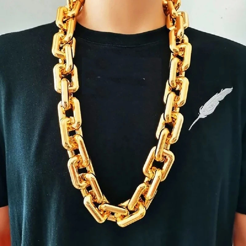 New Acrylic Necklace Bulky Hip Hop Thick Large Gold Chain Men Women Jewelry Gifts Halloween Plastic Diy Jewelry Making Accessori