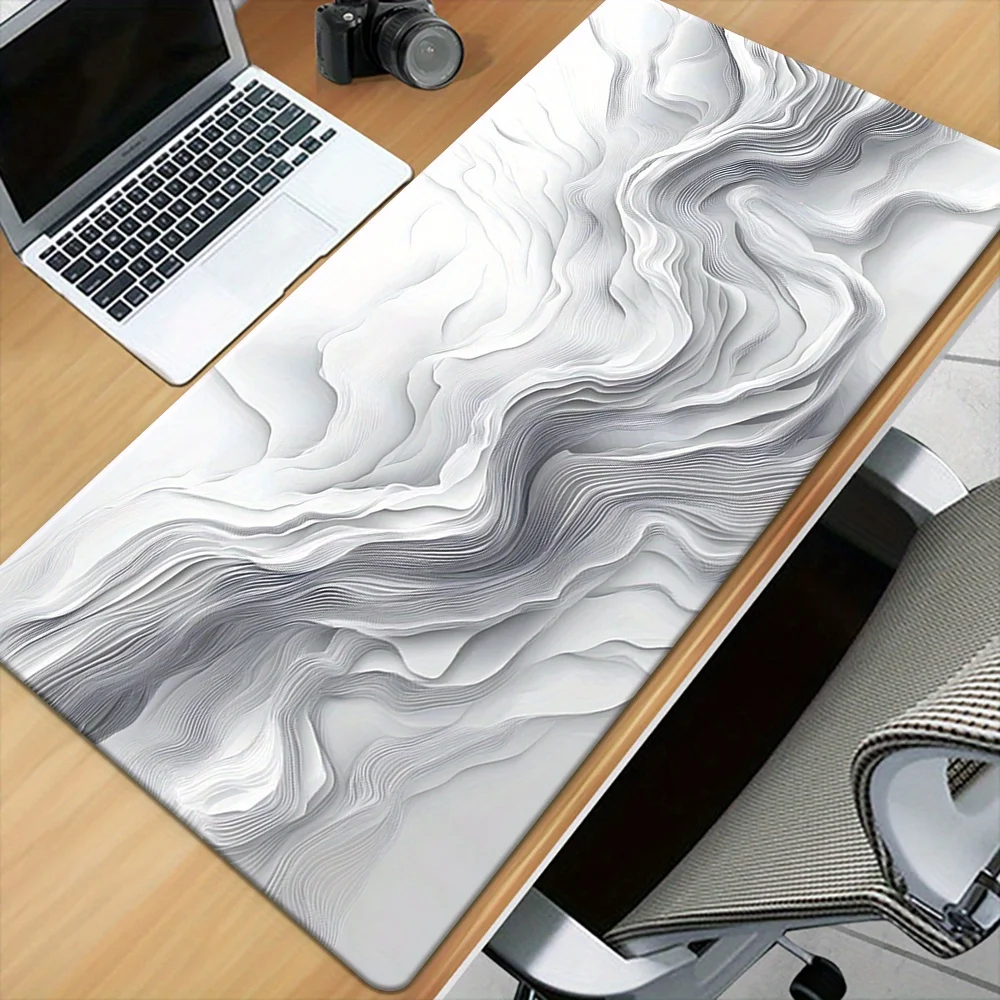 Minimalist Marble Gaming Mouse Pad, Large Non-Slip Desk Mat with Abstract Stone Print for Gamers & Modern Home Office