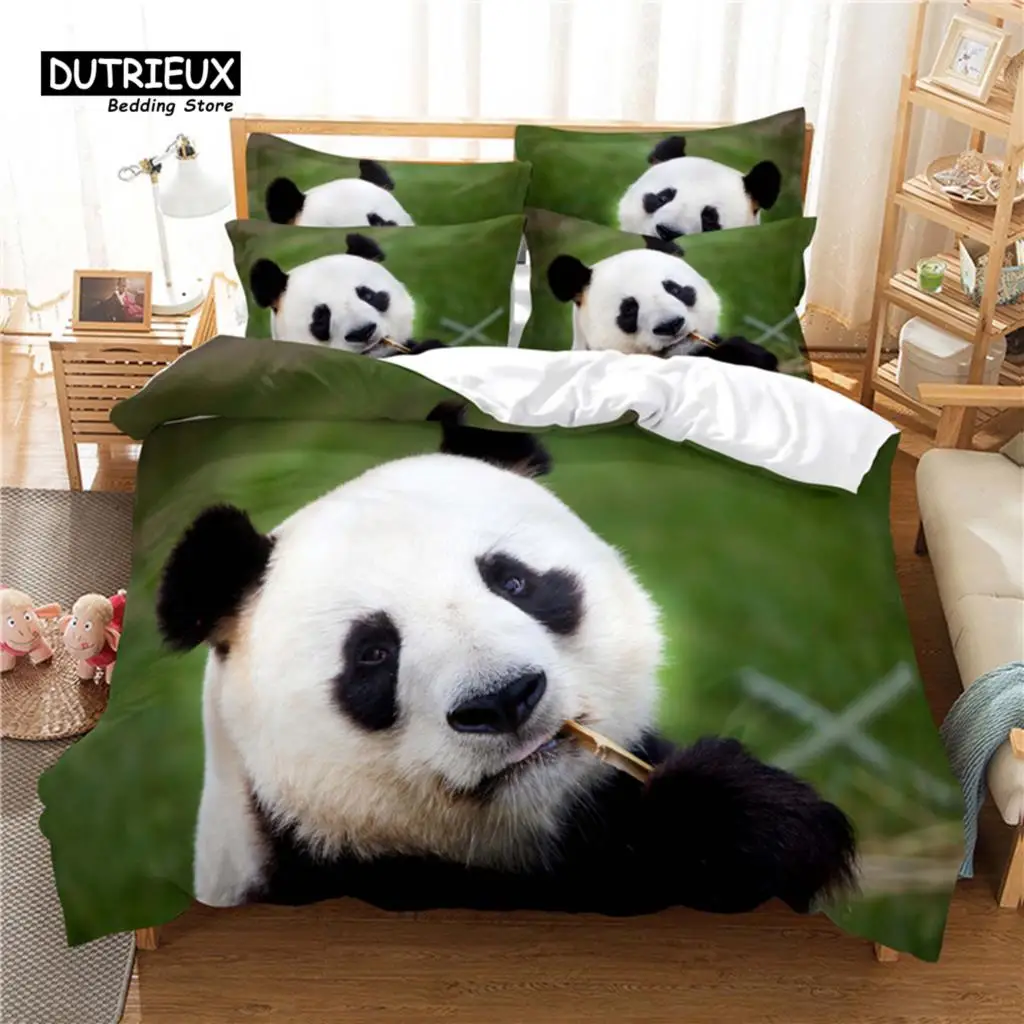 National Treasure Panda Bedding Set, 3Pcs Duvet Cover Set, Soft Comfortable Breathable Duvet Cover, For Bedroom Guest Room Decor