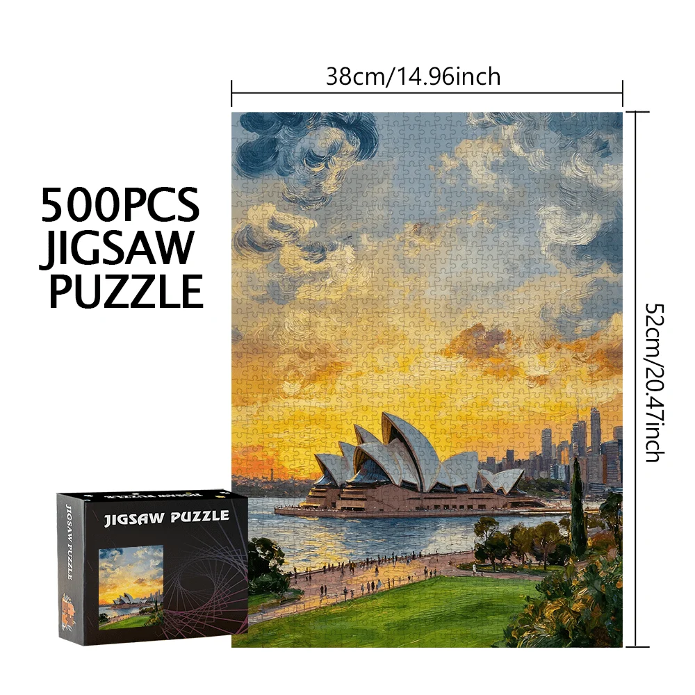 500pcs/1000pcs Sydney Opera House & Sydney Skyline Jigsaw Puzzle - Challenging Intermediate Puzzle Suitable for s &, Portable