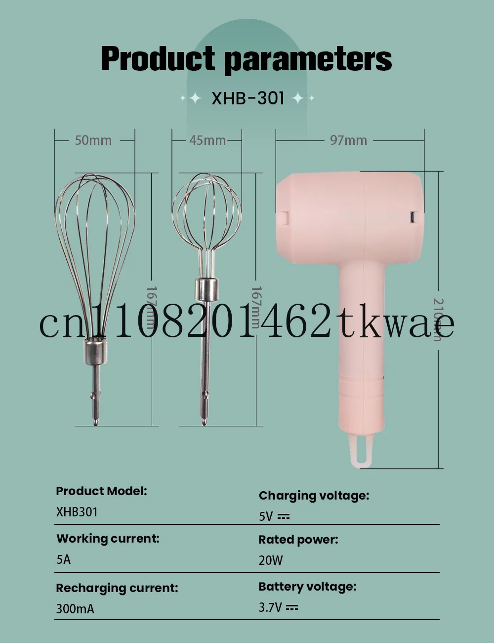 Rechargeable Mini Portable Mixer Dough Electric Kitchen Food Mixer