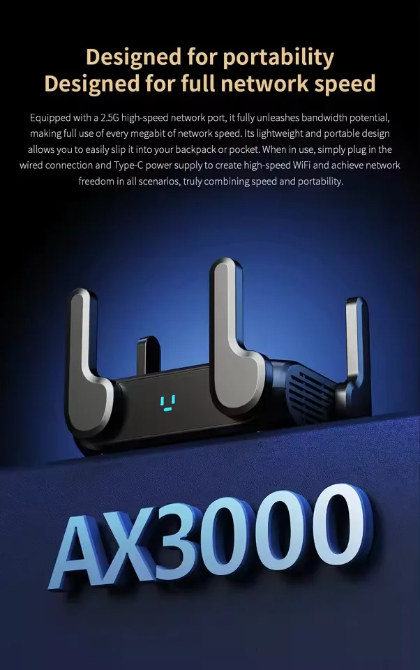 COMFAST AX3000 MESH WiFi6 Gigabit Wireless Router 2.4GHz 5.8GHz 2400Mbs 4G 5GUSB 3.0 2.5 network port Dual Band Router