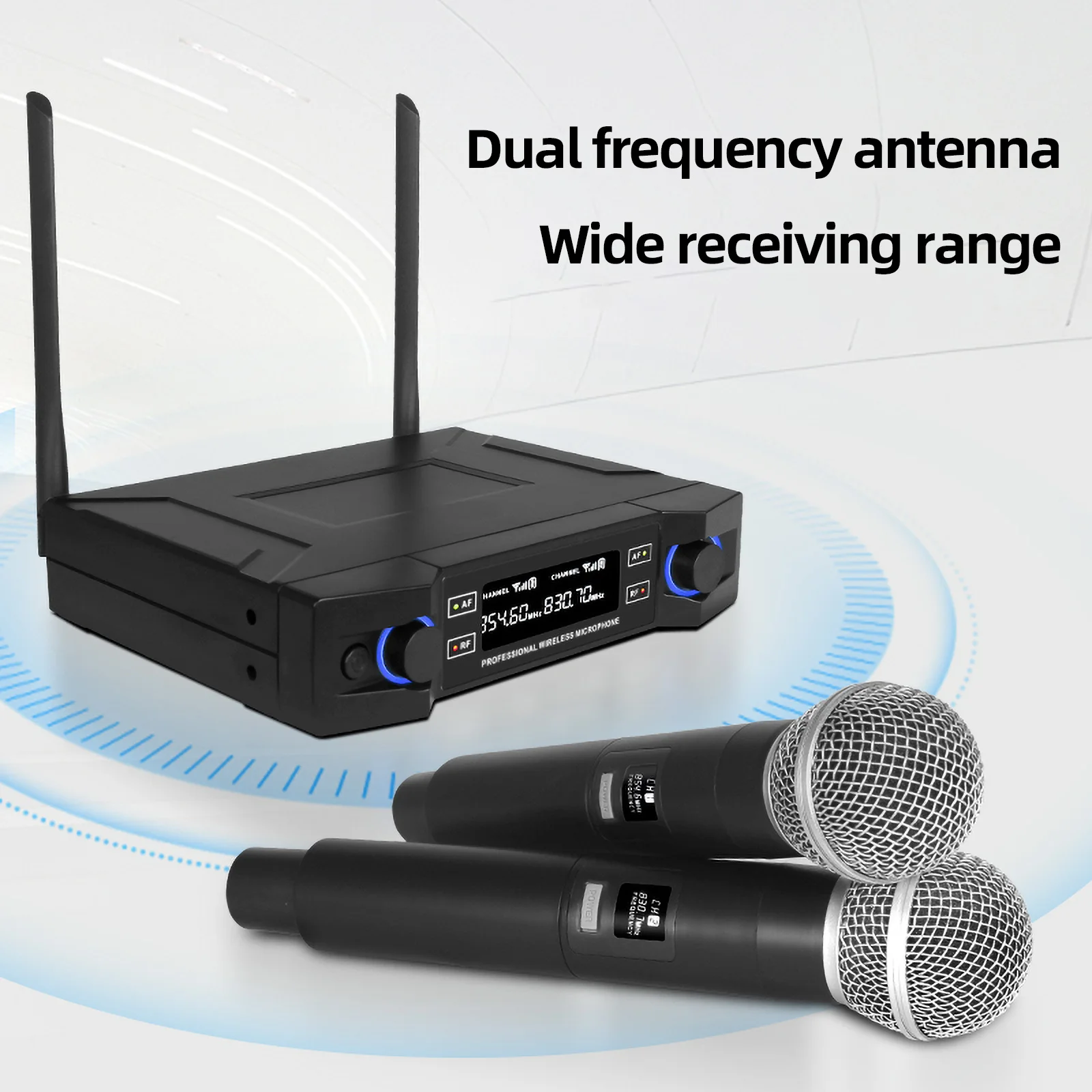 One To Two Wireless Microphones Handheld Dual Channels Professional System UHF Fixed Frequency Handheld Dynamic Mic For Karaoke