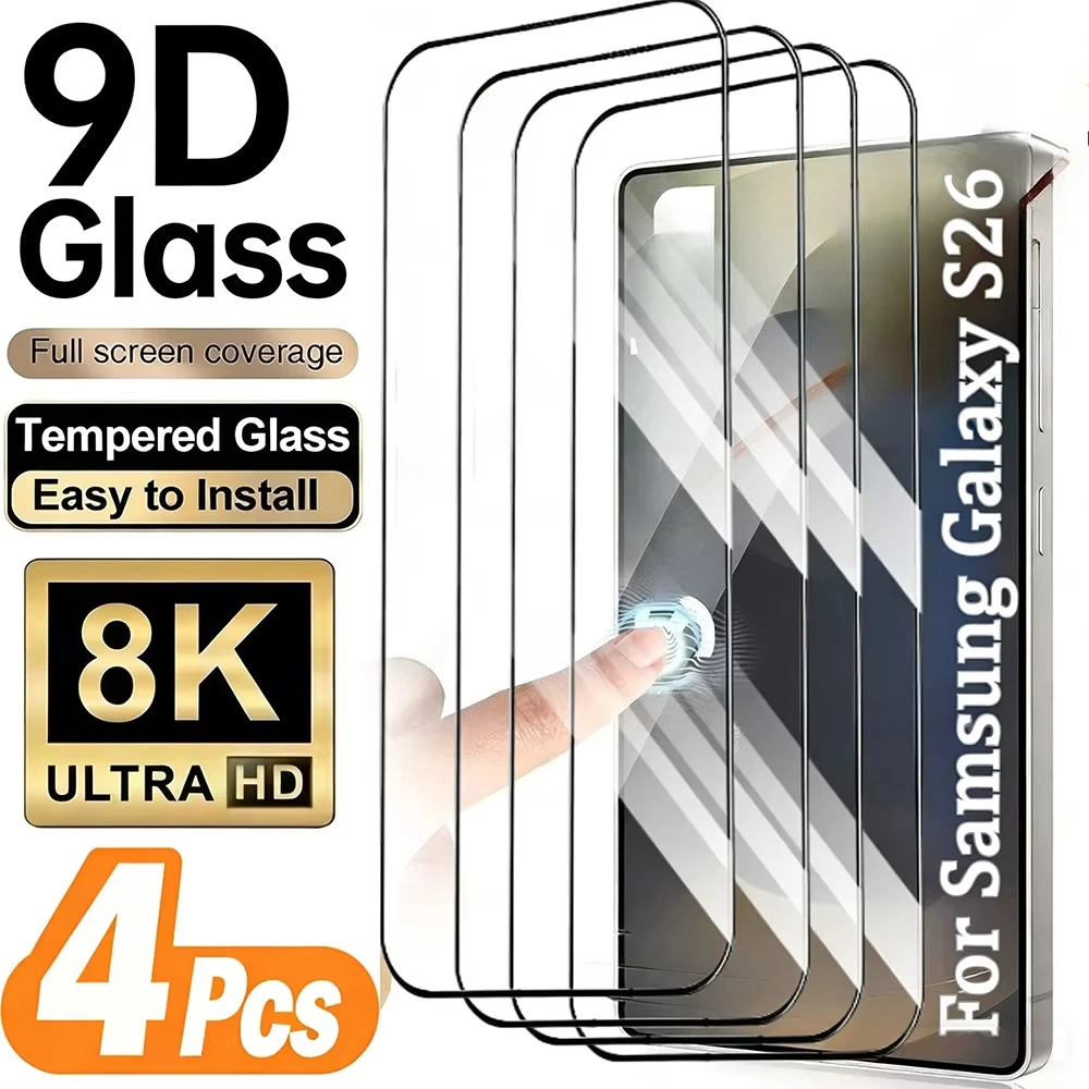 

1-4Pcs For Samsung Galaxy S26 Ultra Full Cover Clear Screen Protector Samsung S25 Edge S24 Plus S23 S22 Fingerprint Unlock