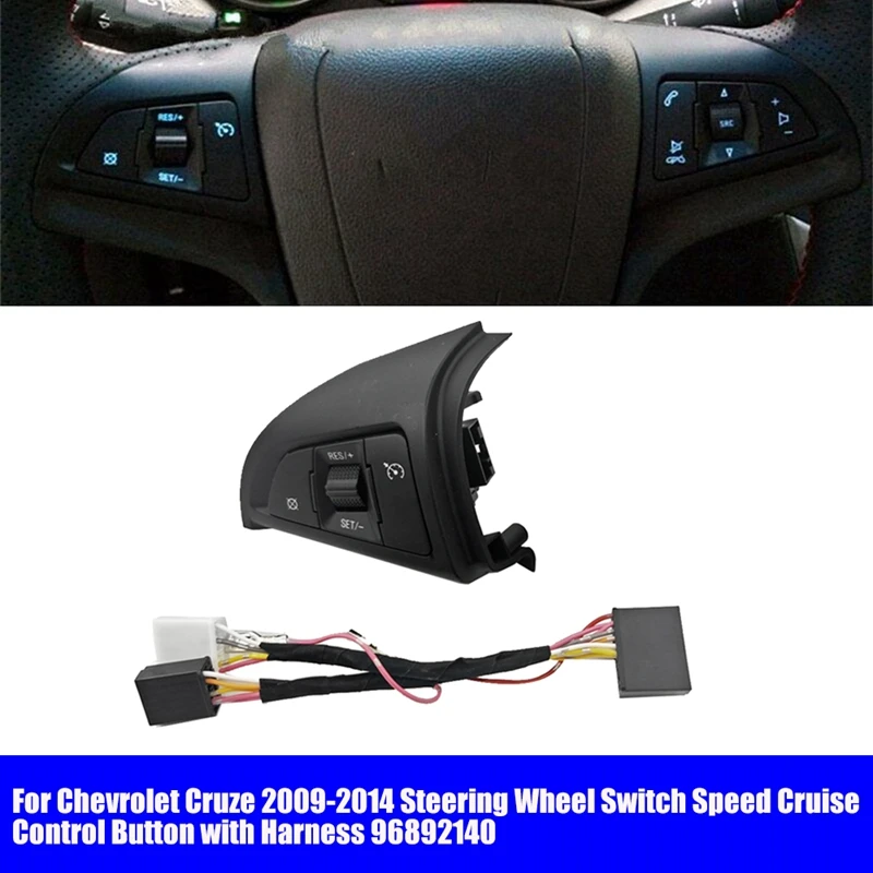 

Новая кнопка круиз-контроля скорости автомобиля с жгутом 96892140 для Chevrolet Cruze 2009-2014 Многофункциональный переключатель рулевого колеса