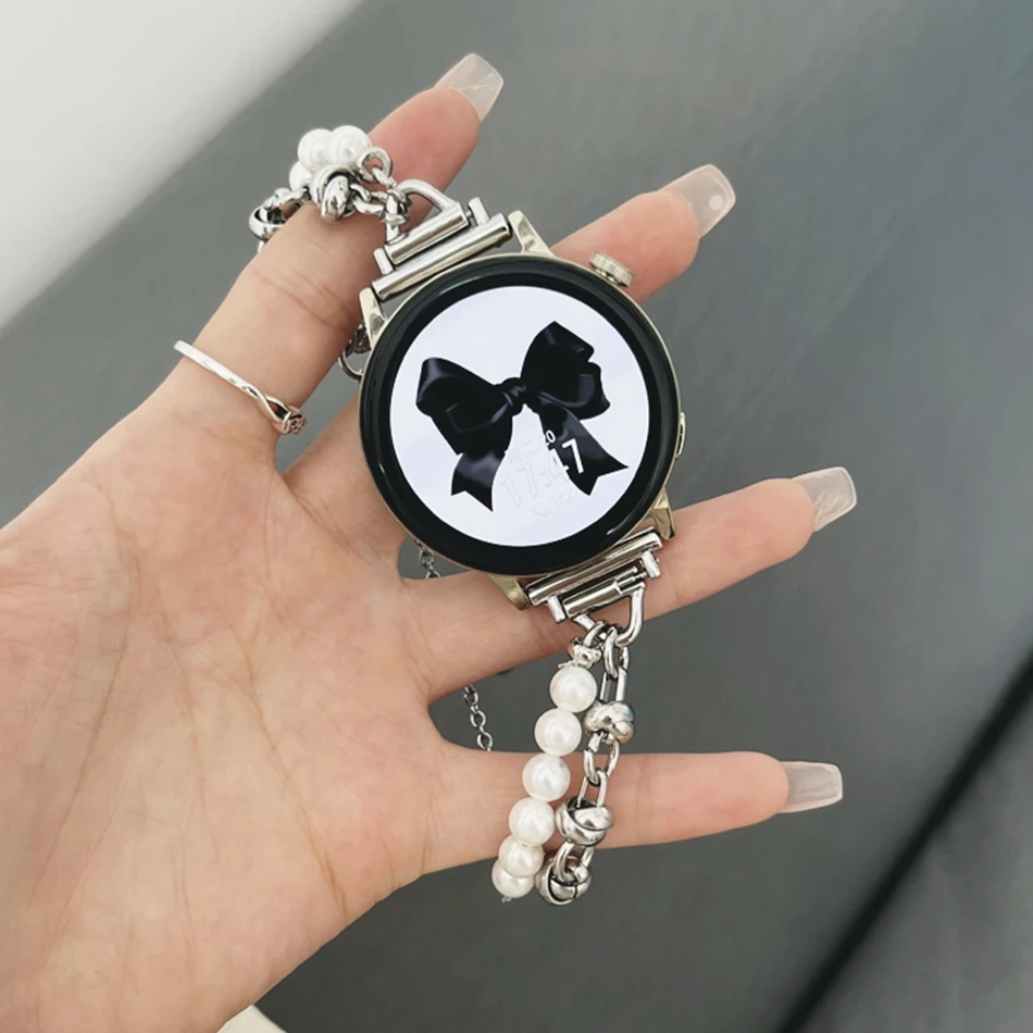 Armband für Samsung Galaxy Watch 3 46 mm 42 mm Active 2 40 44 Gear S3 Uhrenarmband 20 mm 22 mm Edelstahl-Perlenkettenarmband