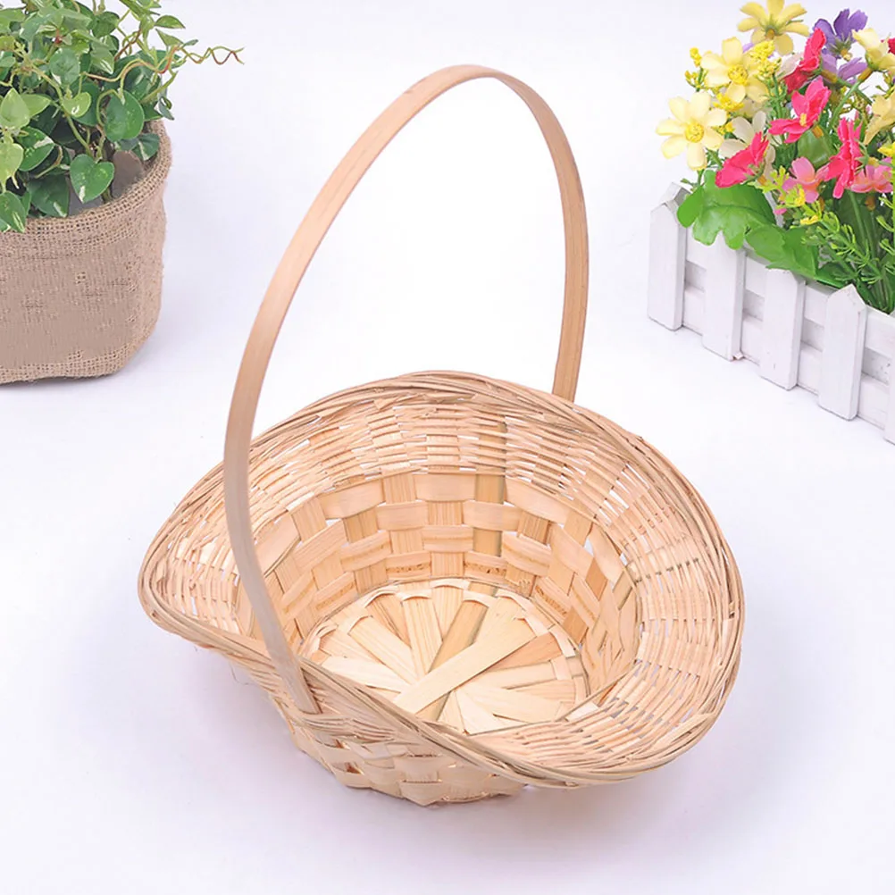 

3Pcs Bamboo Woven Baskets Portable Storage Household Fruit Egg Basket Multi function Vegetable Snack Camp Packing