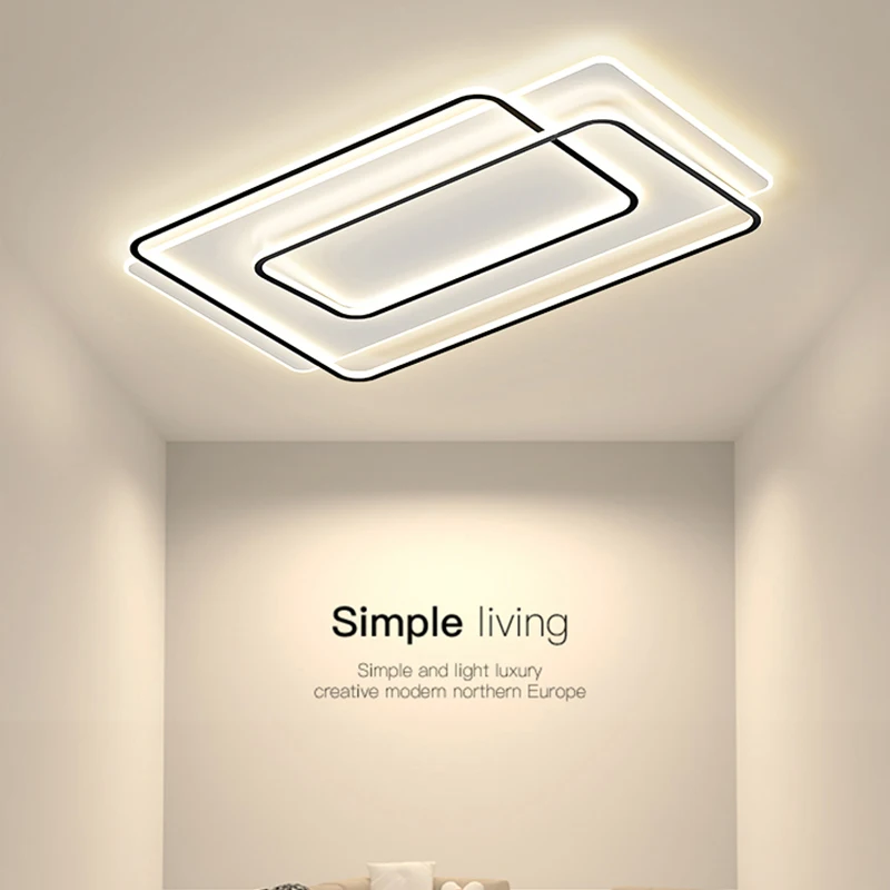 2026 New Arrival Nordic Creative Ceiling Lights LED Rectangular Model Modern Minimalist And Elegant For Living Room & Bedroom